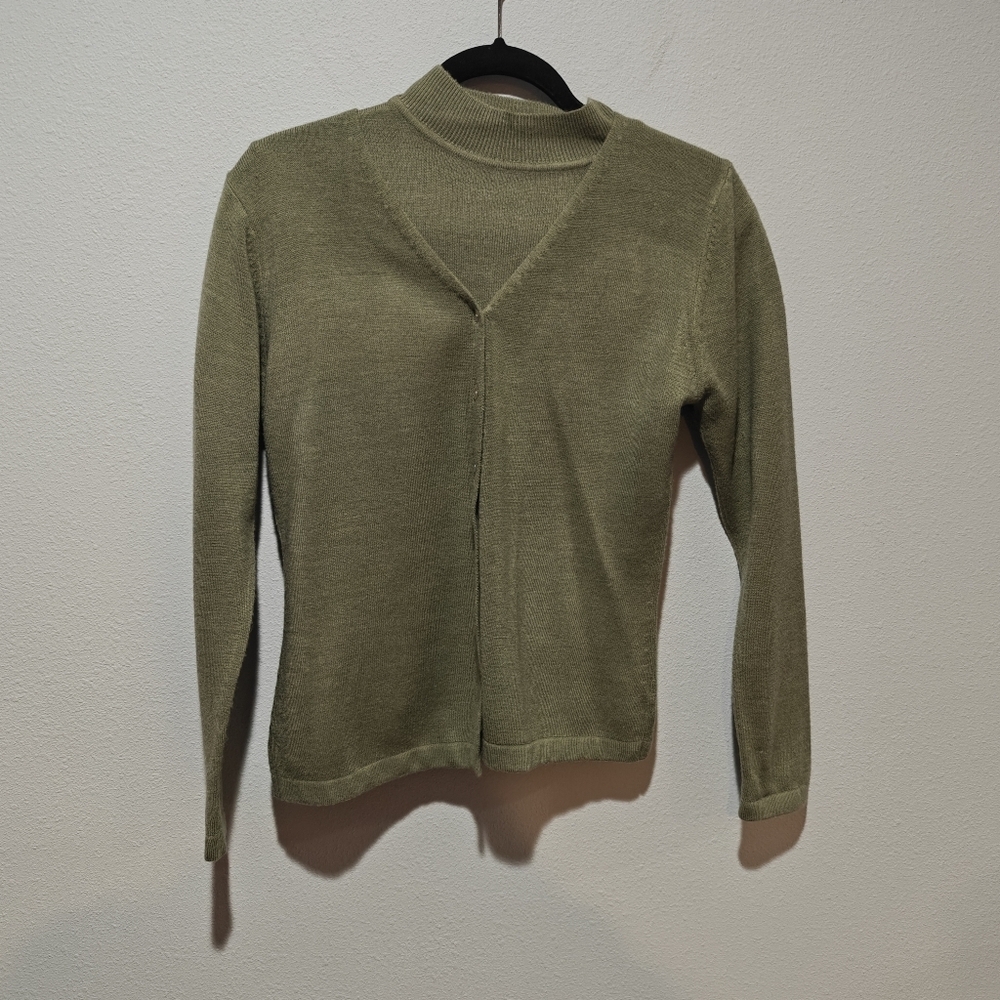 100% Cashmere 90s Vintage Banana Republic 2pc Cardigan+ Short Sleeve Shirt Small - Picture 2 of 6